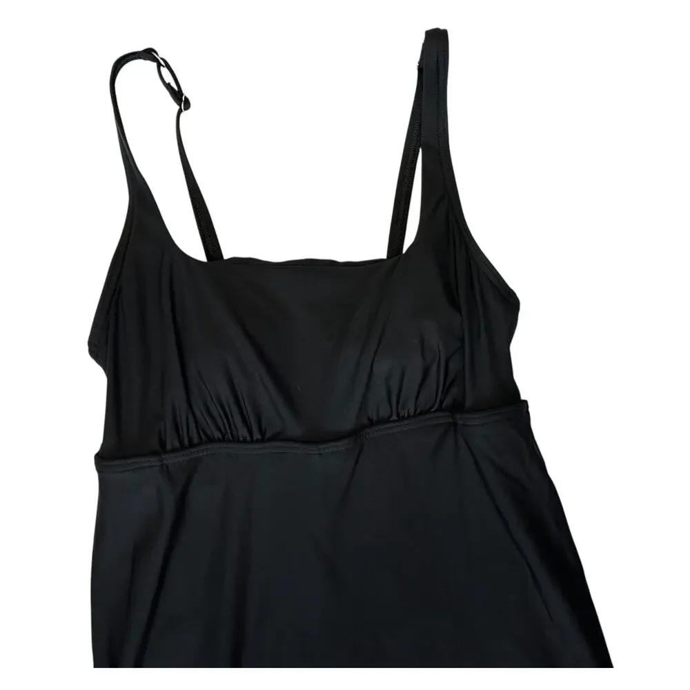 Lands' End Chlorine Resistant Swim Dress Black Hidden Shorts Size 4